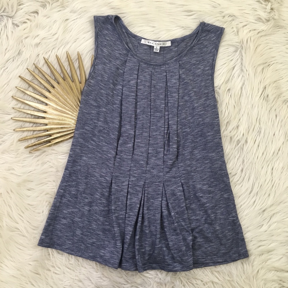 💙SOLD💙Max Studio Sleeveless Pleated Knit Top - Picture 1 of 5